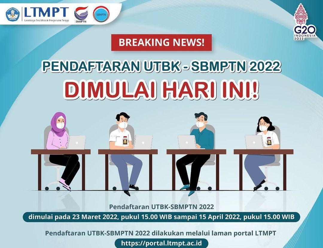 Pendaftaran SBMPTN 2022 Dibuka Hari Ini Jam 15.00 WIB Via Laman LTMPT